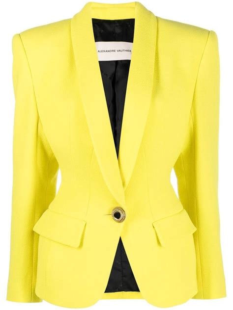 Alexandre Vauthier Blazer de lã abotoamento simples Amarelo em