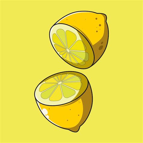 Premium Vector Cute Lemon Illustration Cut In Half Lemon Vector