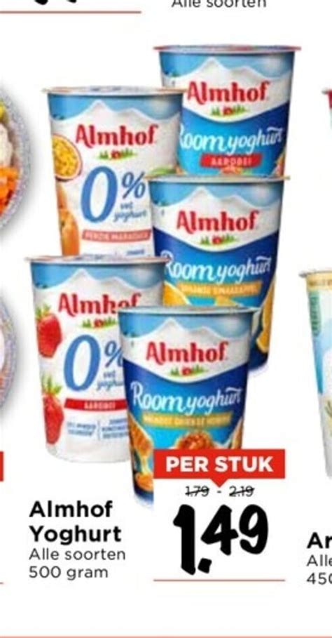 Almhof Yoghurt Alle Soorten Gram Aanbieding Bij Vomar Voordeelmarkt