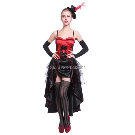 Womens Can Can Showgirl Costume Burlesque Corset Fancy Dress Dance On