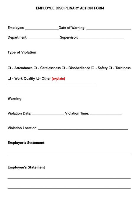 Employee Discipline Log Template