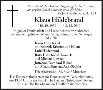 Traueranzeigen Von Klaus Hildebrand SZ Gedenken De