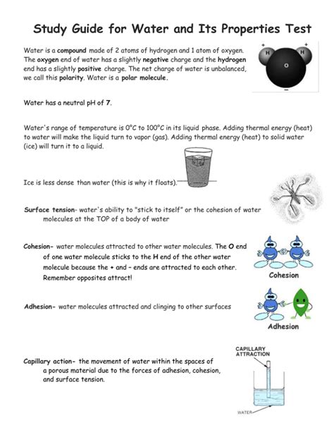 Water Properties Study Guide