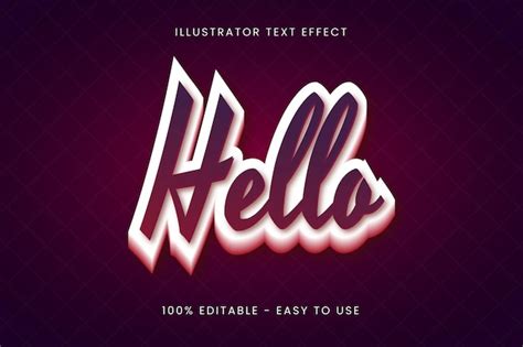 Hola Efecto De Texto Editable Vector Premium