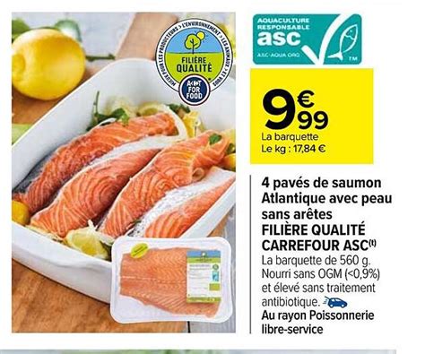 Offre 4 Pavés De Saumon Atlantique Avec Peau Sans Arêtes Filière