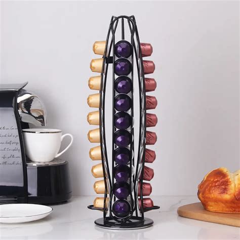 Nespresso Pod Curve Black Holder Rotatable Metal Stand Rack Plating