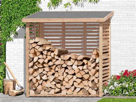 Gartenpirat Holzunterstand für Kaminholz Hylla aussen mit Rückwand