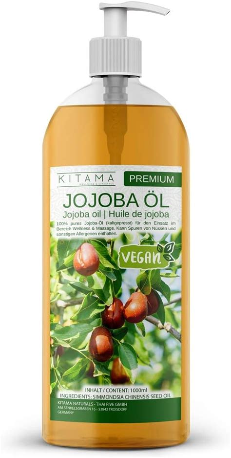 Kitama Jojobaöl 1 Liter 1000ml kaltgepresstes Jojoba Öl 100 rein