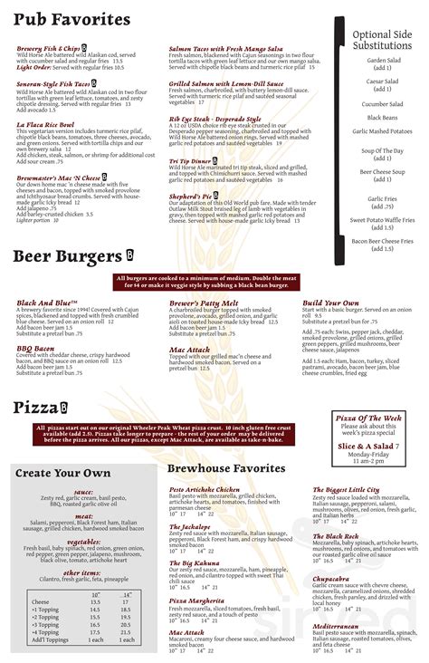 Great Basin Brewing Company Reno Menus In Reno Nevada United States