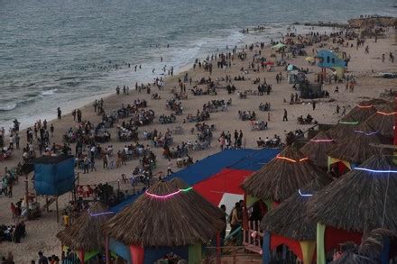 Palestinians Enjoy Their Time On Beach Editorial Stock Photo Stock