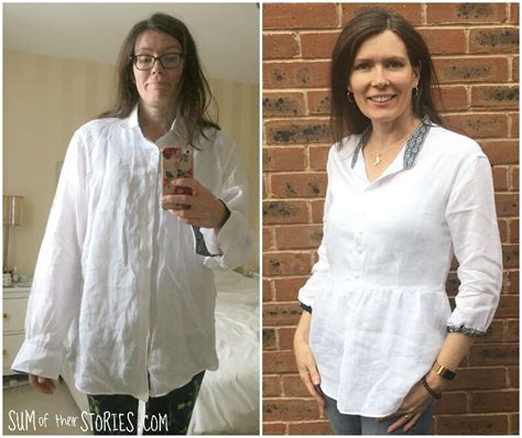 Men S Shirt To Fitted Blouse Refashion Sum Of Their Stories Craft Blog