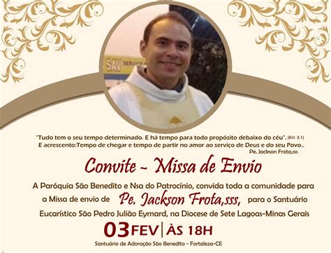 Convite Para Missa De Envio De Pe Jackson Frota Sss Pr Ximo Dia