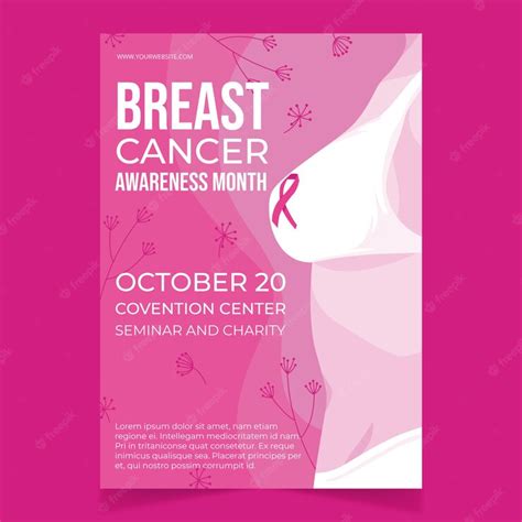 Free Vector Flat Breast Cancer Awareness Month Vertical Poster Template