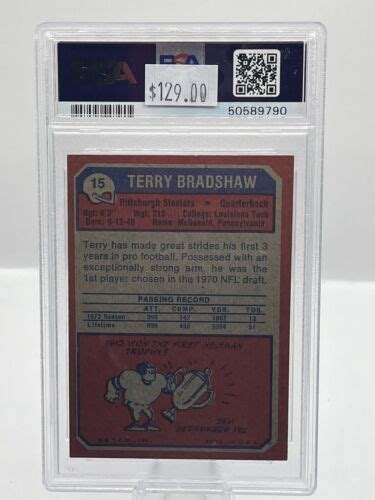 Topps Terry Bradshaw Pittsburgh Steelers Psa Ebay