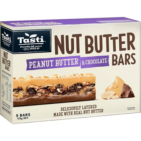 Tasti Nut Butter Bars Peanut Butter Chocolate 5 Pack Woolworths