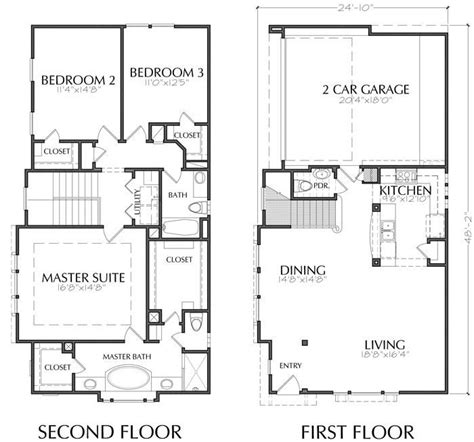 Two Story House Plans With Second Floor And First Floor In The Same