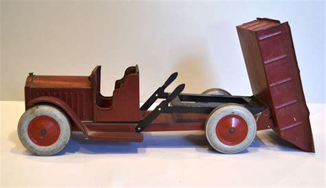 Bargain John S Antiques Red Pressed Steel Dump Truck Toy Structo