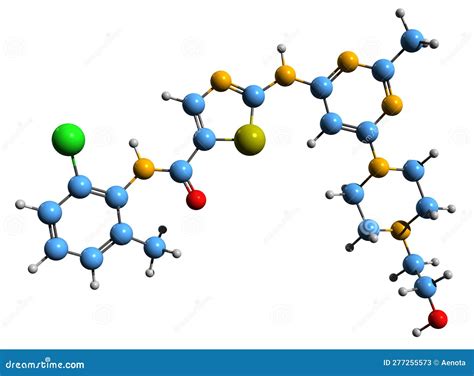 3D Image of Dasatinib Skeletal Formula Stock Illustration ...