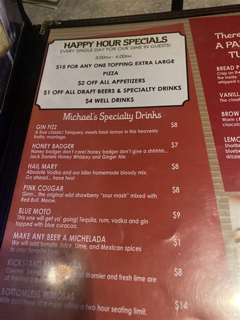 Menu - Michael’s Pizza Bar and Grill