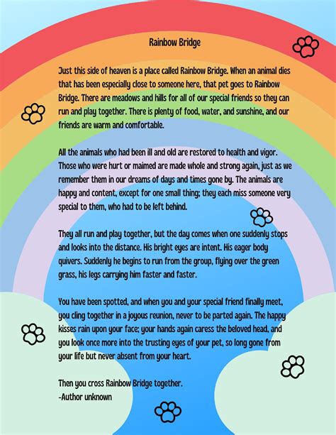 the rainbow bridge poem is written in different languages