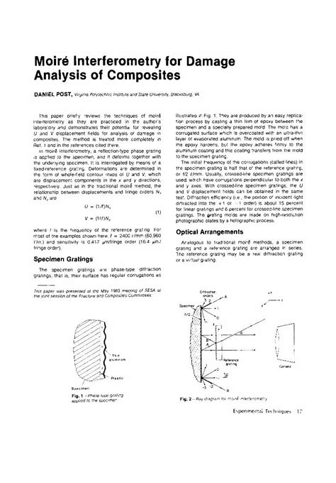 PDF Moiré Interferometry for Damage Analysis of Composites DOKUMEN TIPS