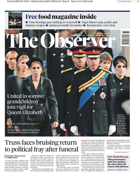 Observer Front Page Th Of September Tomorrow S Papers Today