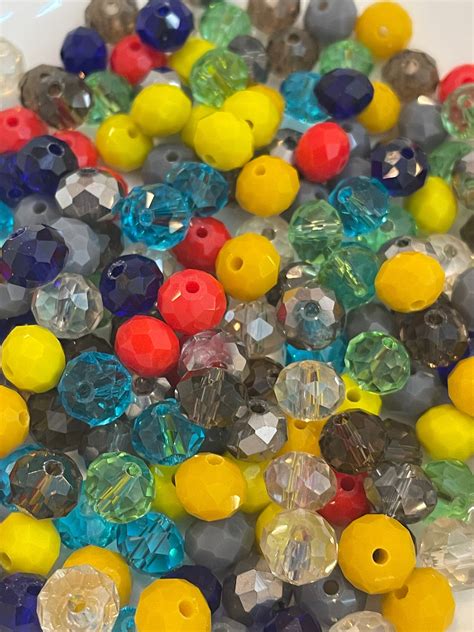 14 Ounces Of Rondelle Mixed Glass Beads Wholesale Bead Assortment Beads For Jewelry Making 8mm