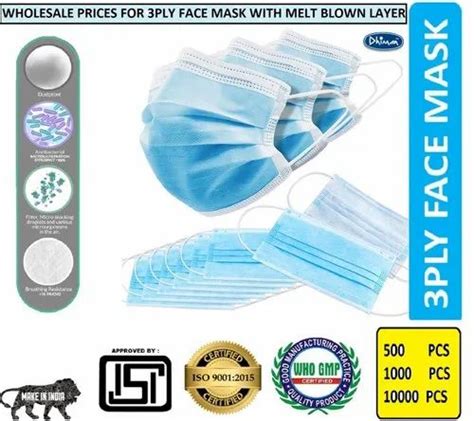 Dhiman Ply Face Mask Surgical Disposable Antipollution Melt Blown