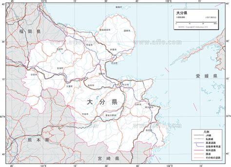 大分県 交通図 ベクター地図素材のダウンロード販売 アフロモール