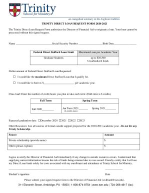 Fillable Online Trinity Direct Loan Request Form Fax Email