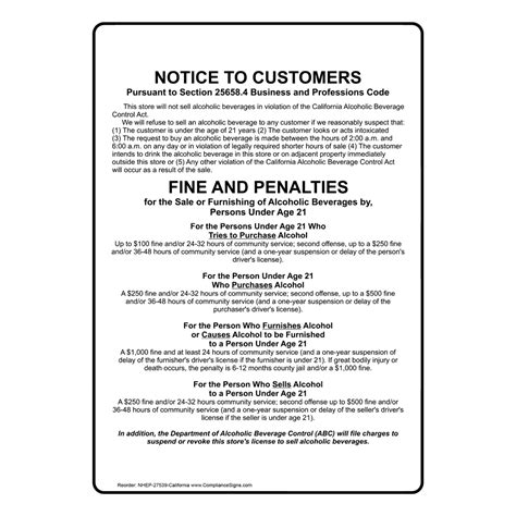 Portrait California Notice To Customers Pursuant Sign Nhep 27539 Ca