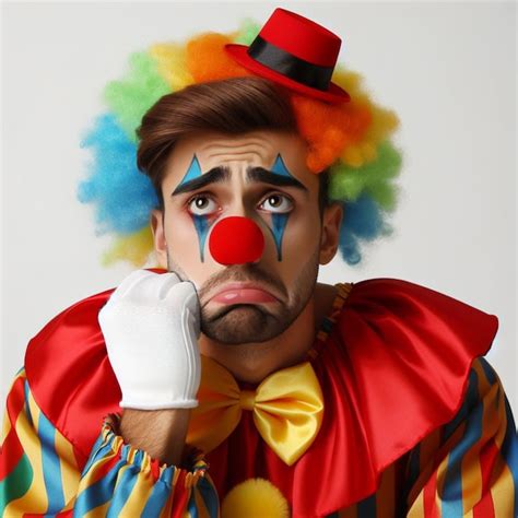 Premium Photo A Man Dressed As A Clown On A White Background