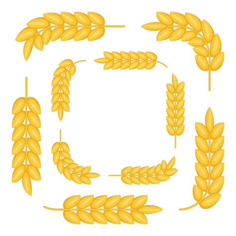 Premium Vector Frames Made By Wheat Spikes Icon Cartoon Illustration