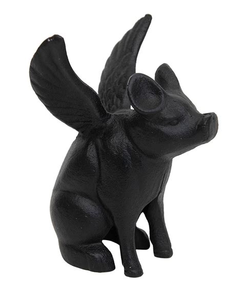 Cast Iron Flying Pig Figure Decoration Painted Pieces