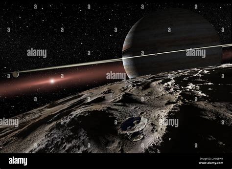 planet   exomoon orbiting beta pictoris illustration stock photo