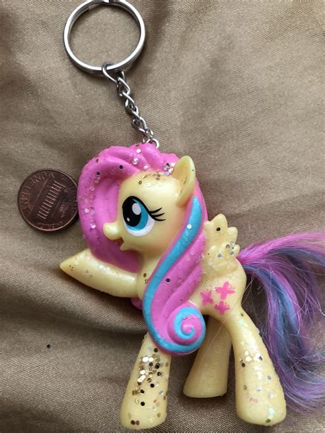 Mlp Fluttershy Keychain With Glitter By Krystalgifts On Etsy My