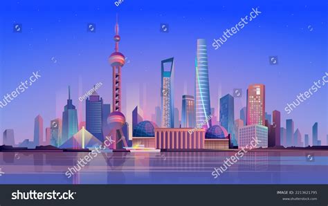 Shanghai Landing Page Flat Cartoon Style Stock Illustration 2213621795 ...