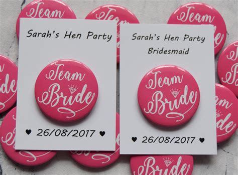 Personalised Hen Party Badges Team Bride Badge Hen Do Etsy Uk