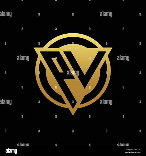 Pv Logo Monogram With Triangle Shape And Circle Rounded Style Isolated