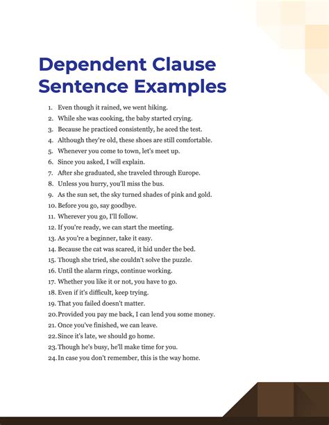 Dependent Clause Sentence 99 Examples Pdf Tips