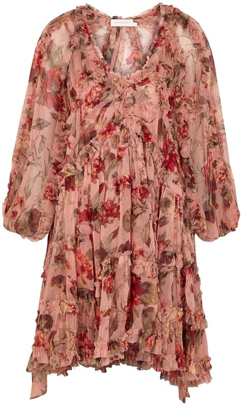 Zimmermann Cassia Floral Print Silk Chiffon Mini Dress Shopstyle