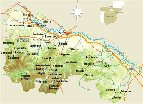 La Rioja Tourism Map Area | Map of Spain Tourism Region and Topography