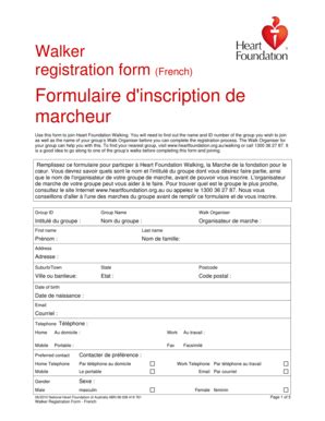 Fillable Online Walking Heartfoundation Org Walker Registration Form