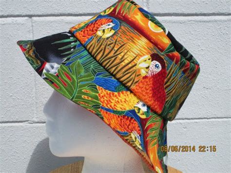 Parrot Bucket Hat Reversible With Orange Hounds Tooth Etsy Jimmy