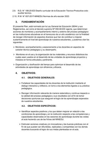 Plan De Monitoreo Cetpro San Martin Docx