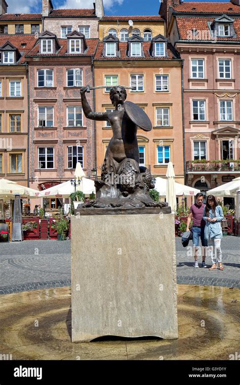 The Statue Of Mermaid In The Centre Of Warsaw S Old Town In Warsaw