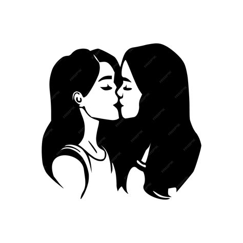 Premium Vector Lesbian Couple Kissing Lgbt Pride Black Outlines