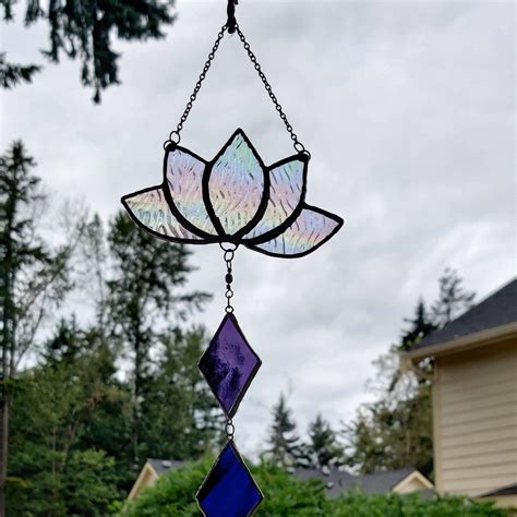 Stained Glass Chakra Suncatcher Lotus Chakra Window Etsy Stained Glass Candle Holder