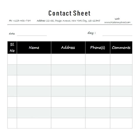 10 Contact Sheet Template Template Business Psd Excel Word Pdf