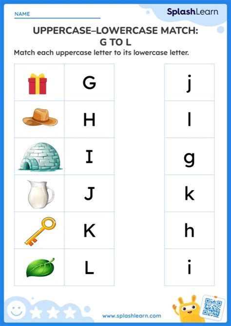 Uppercaselowercase Match G To L Worksheet